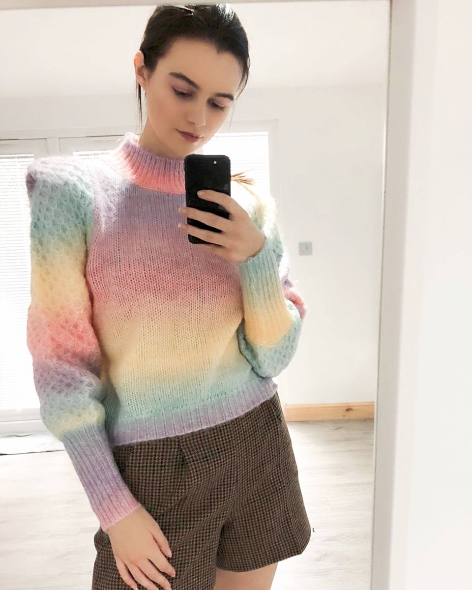 DMB Rainbow Cable Knit Tie Dye Effect Jumper Daisy Mae Boutique