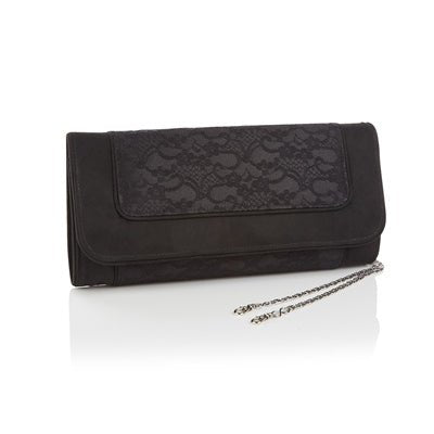 Ruby Shoo Lace Trimmed Clutch Bag Tirana in Noir - Daisy Mae Boutique