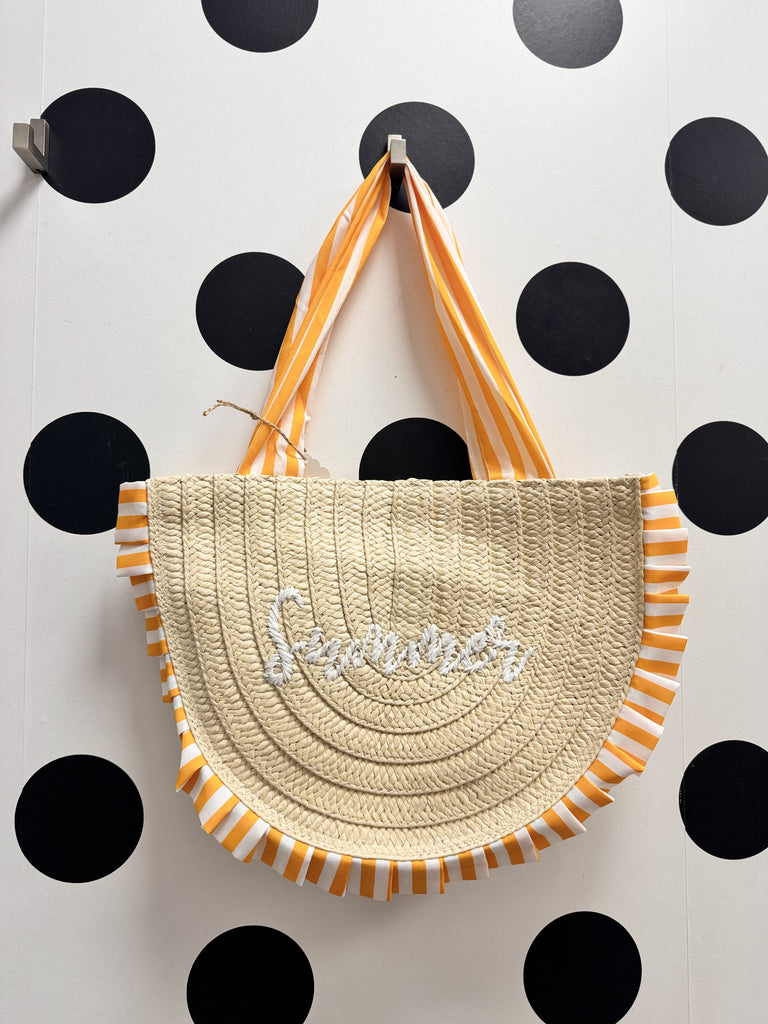 DMB Yellow Raffia Summer Beach Bag