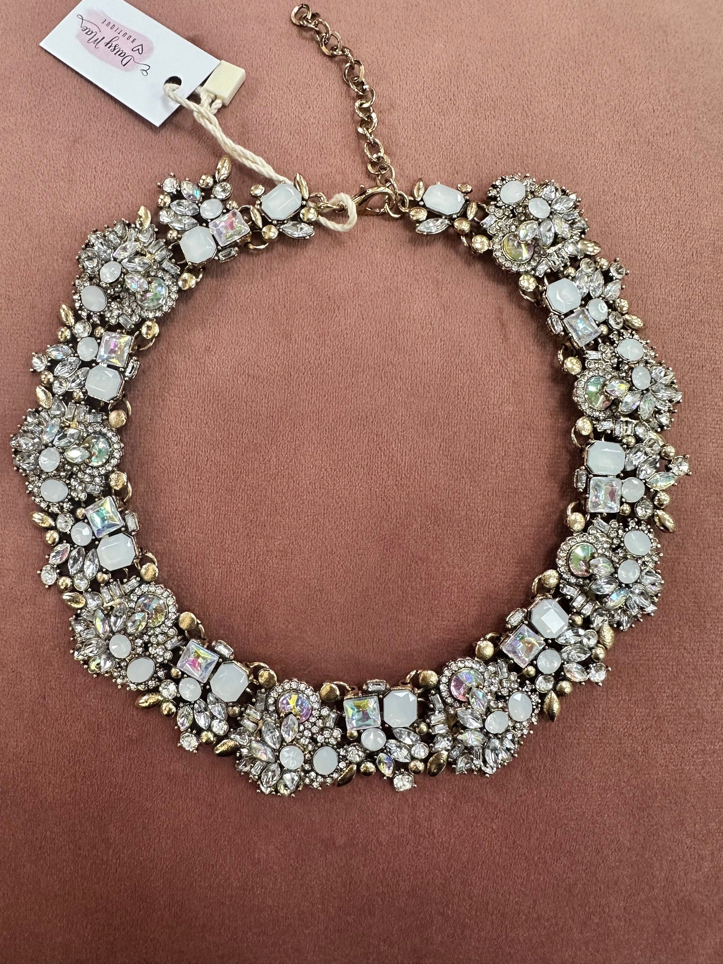 DMB Heavily Embellished Statement Necklace Iridescent