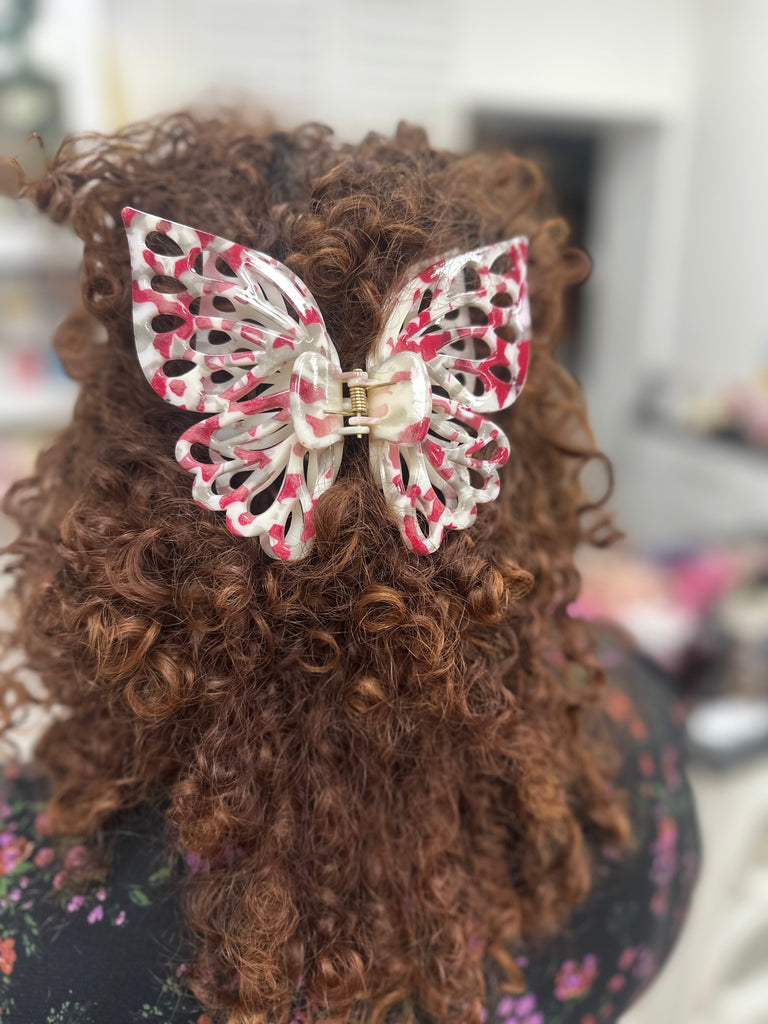 DMB Red Speckled Extra Large Butterfly Hair Clip