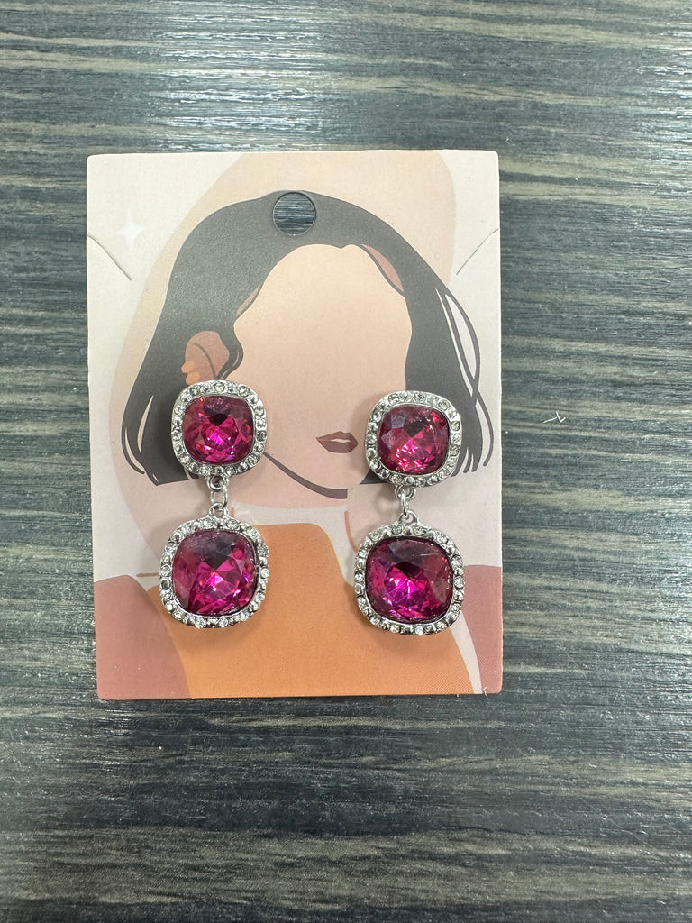 DMB Dark Pink Drop Jewel Earrings