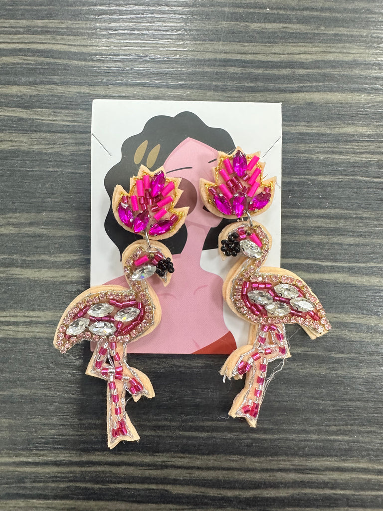 DMB Beaded Jewel Flamingo Earrings