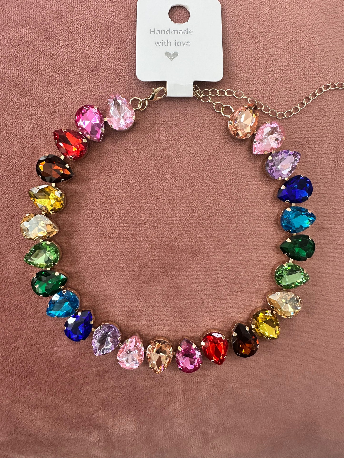 DMB Teardrop Rainbow Jewelled Collar Necklace