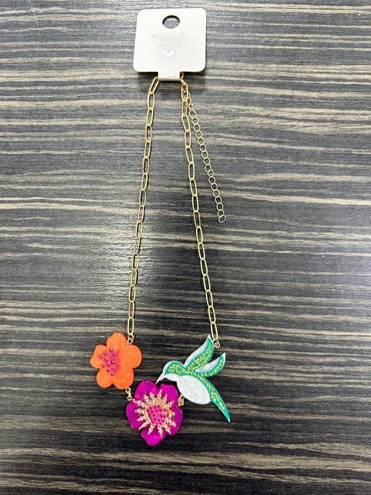 DMB Acrylic Hummingbird Statement Necklace