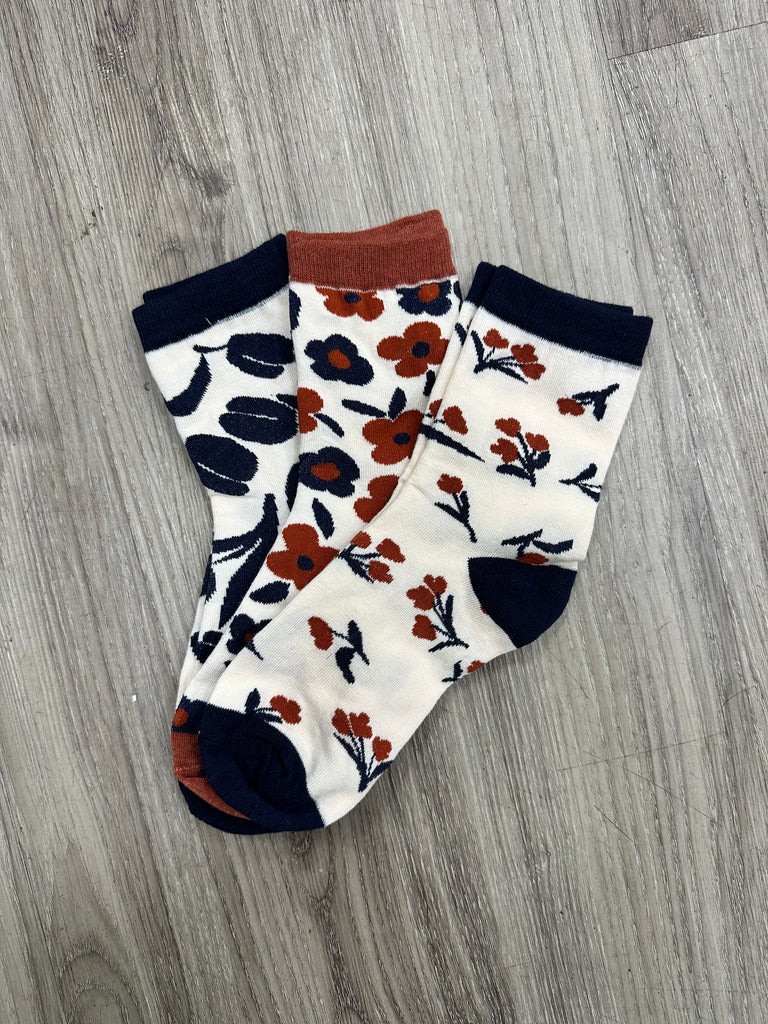 DMB Autumnal Floral 3 Pack Socks