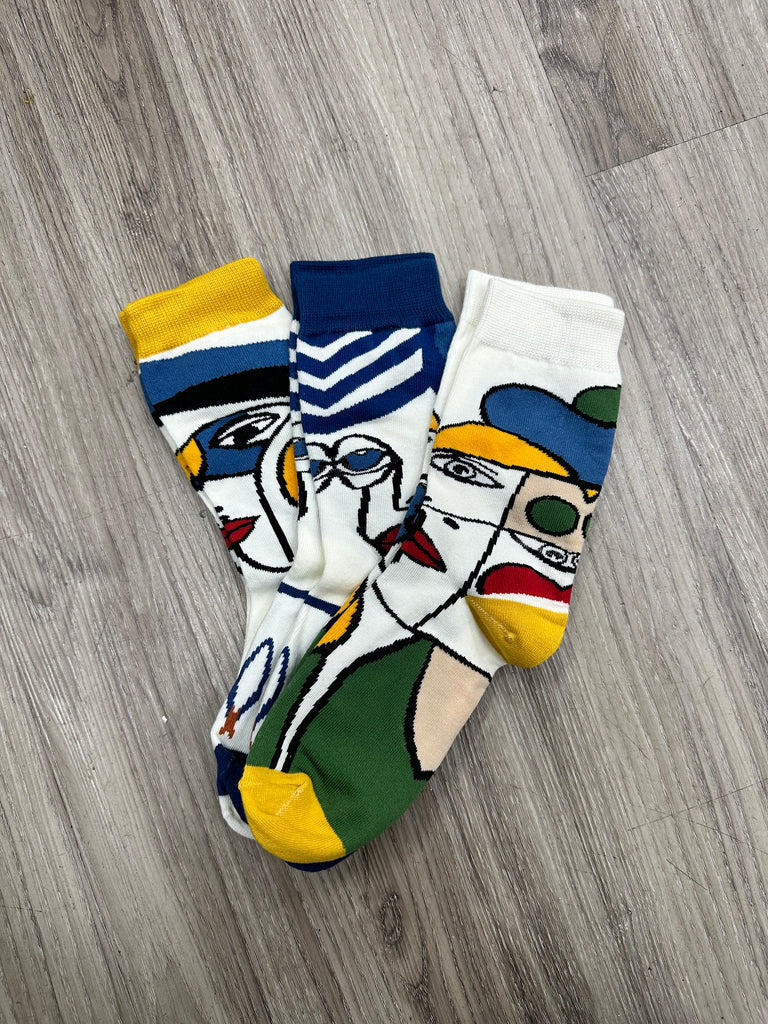 DMB Blue / Yellow Abstract 3 Pack Socks