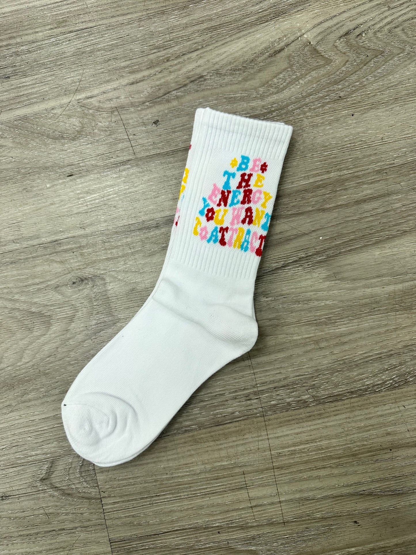 DMB White ‘Be the energy you want to attract’ Socks