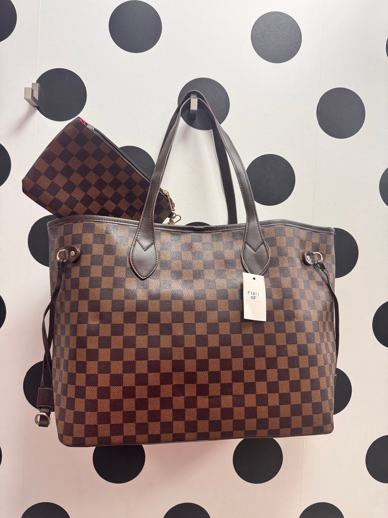 DMB Designer Inspired Brown Checked Bag