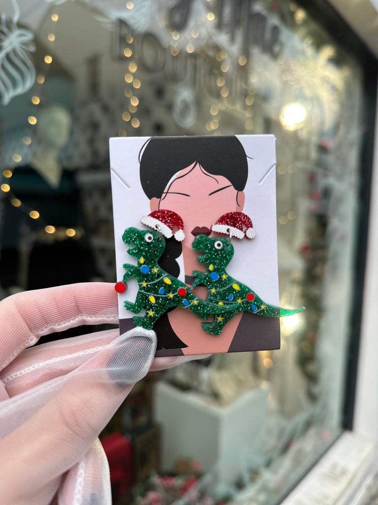 *DMB Christmas* Acrylic Christmas Dinosaur Earrings