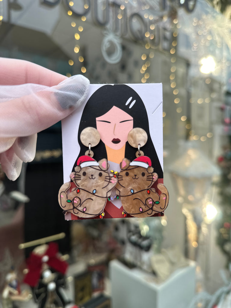 *DMB Christmas* Acrylic Christmas Cat Lights Earrings