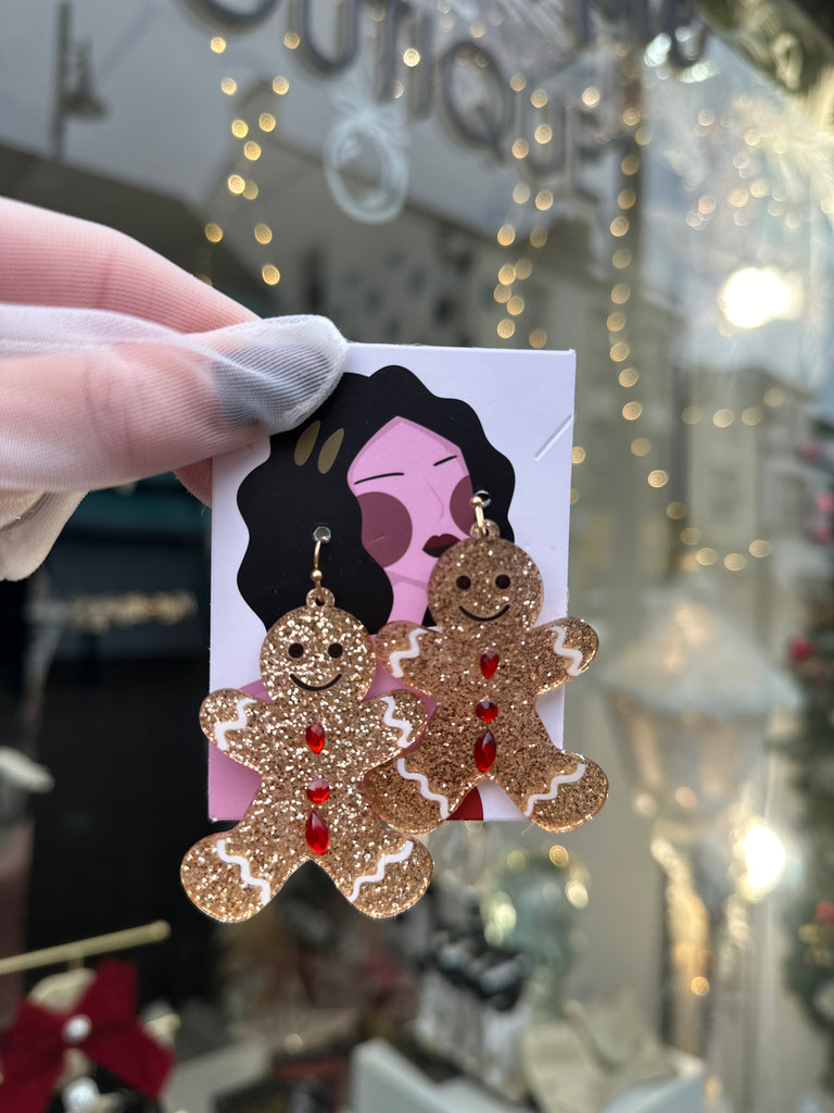 *DMB Christmas* Acrylic Glitter Gingerbread Man Earrings