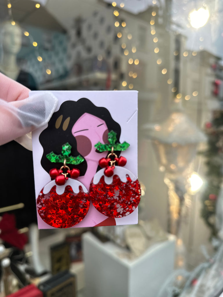 *DMB Christmas* Acrylic Christmas Bauble / Pudding Earrings