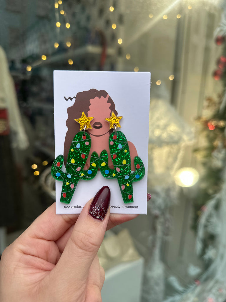 *DMB Christmas* Acrylic Cactus Earrings