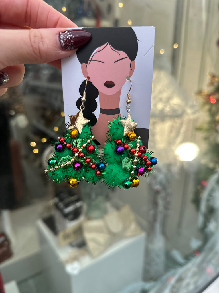 *DMB Christmas* Pom Pom Tree Earrings