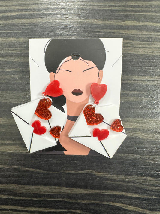 DMB Heart Envelope Acrylic Earrings