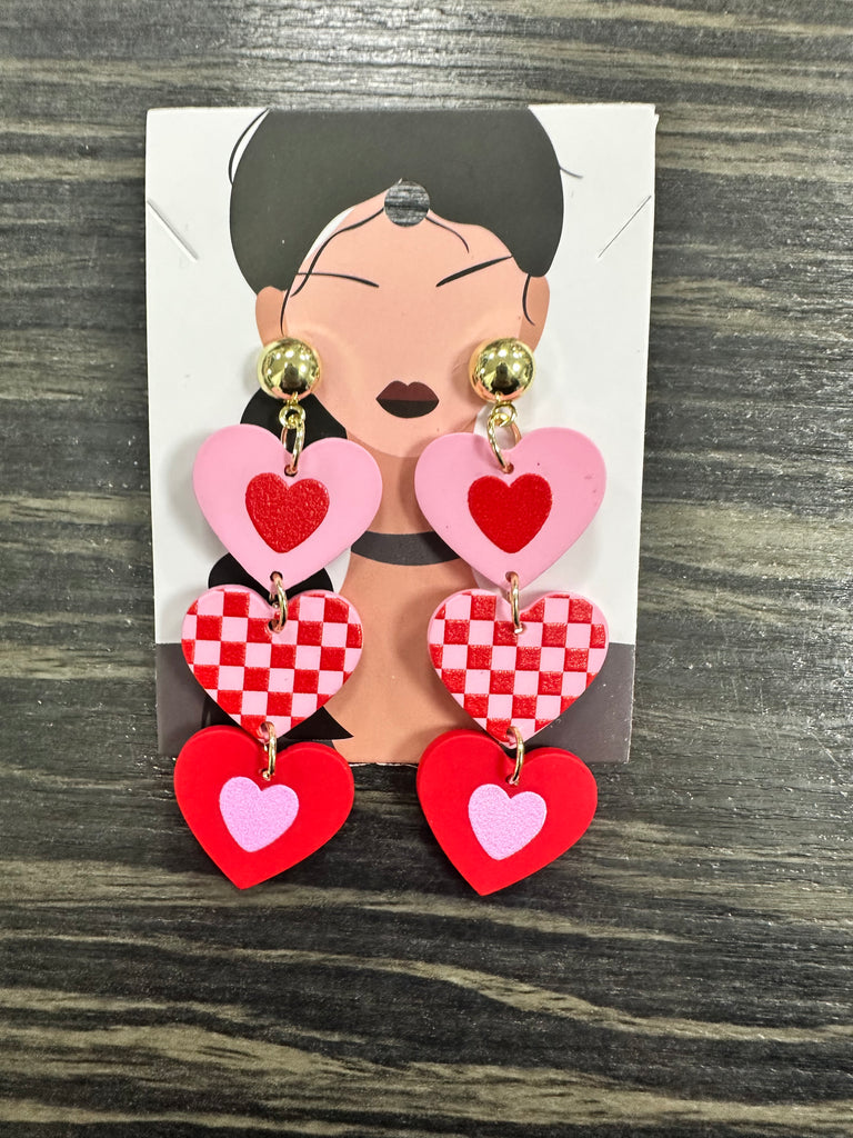 DMB Retro Heart Drop Acrylic Earrings