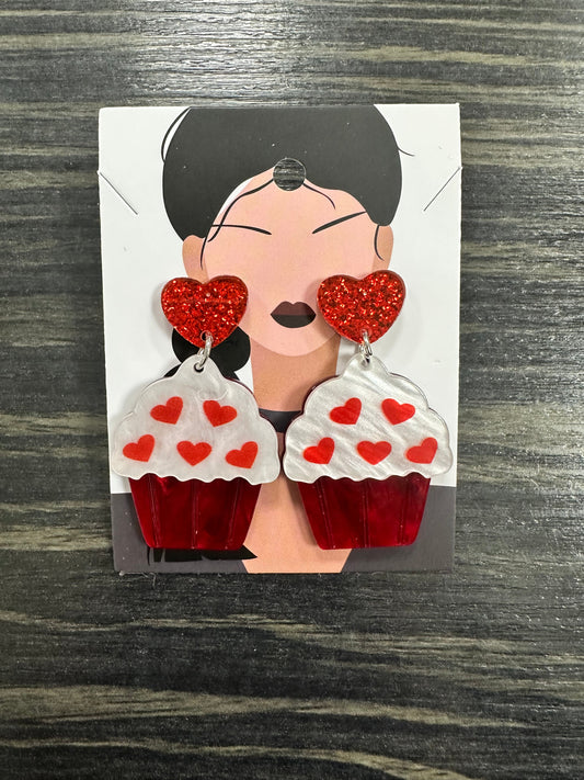 DMB Heart Sprinkle Cupcake Acrylic Earrings