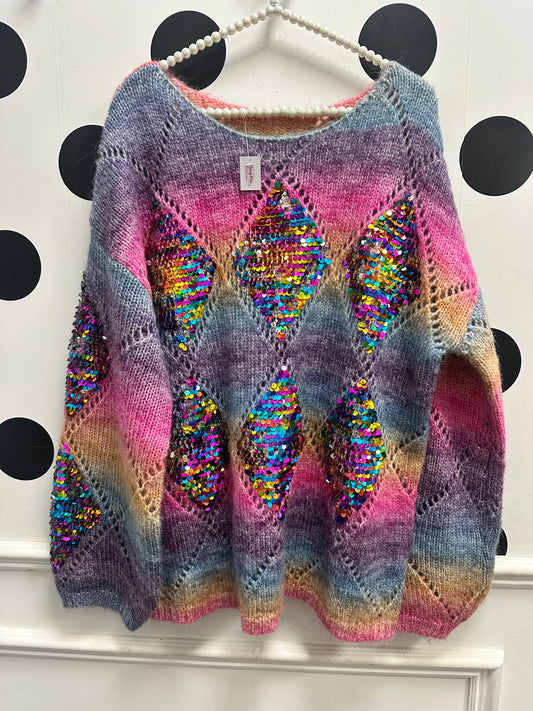 DMB Sequin Embellished Rainbow Jumper