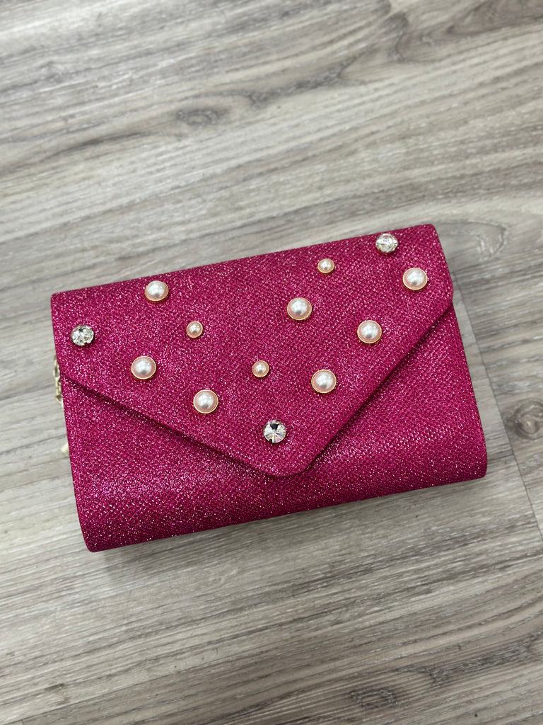 Pink Diamante Sparkly Bag