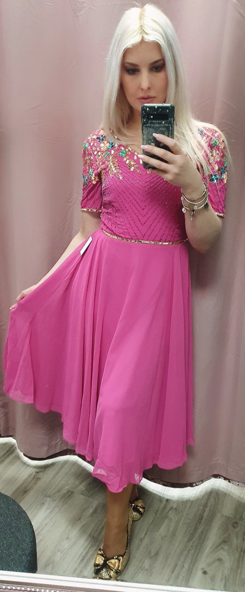 Amber Fuchsia Embellished Detail Occasion Dress - Daisy Mae Boutique