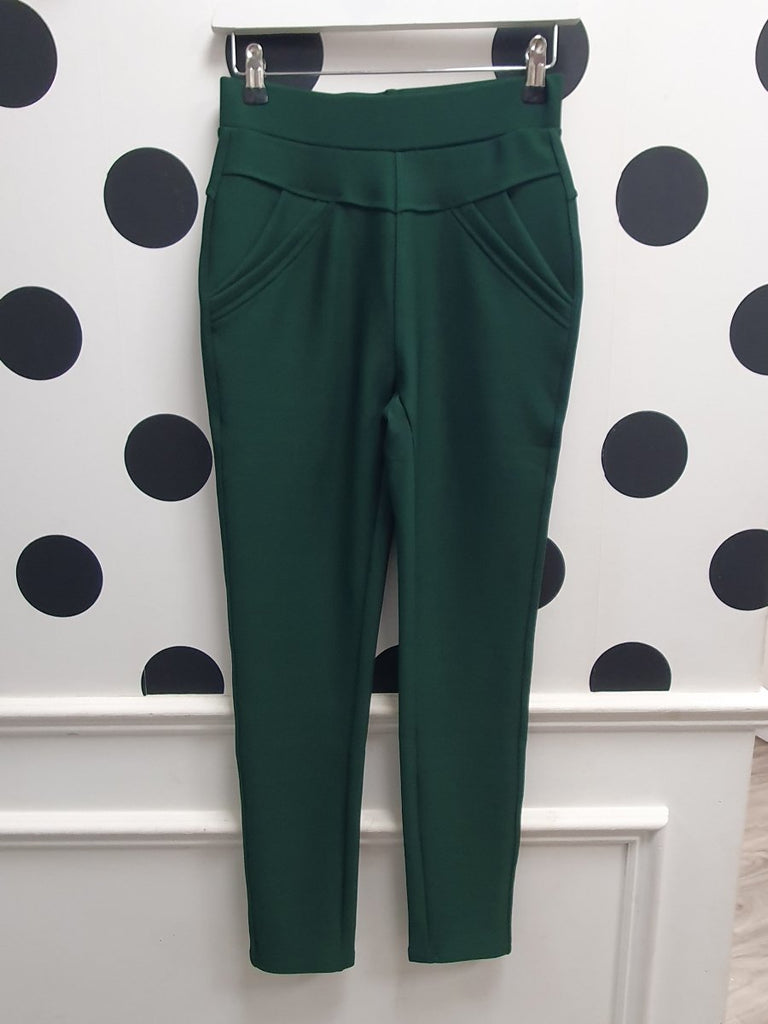 Amber Jeggings Trousers Bottle Green - Daisy Mae Boutique