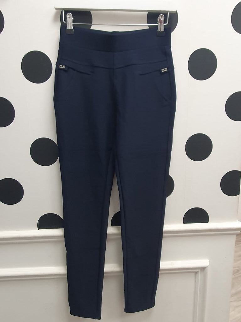 Amber Jeggings Trousers Navy - Daisy Mae Boutique