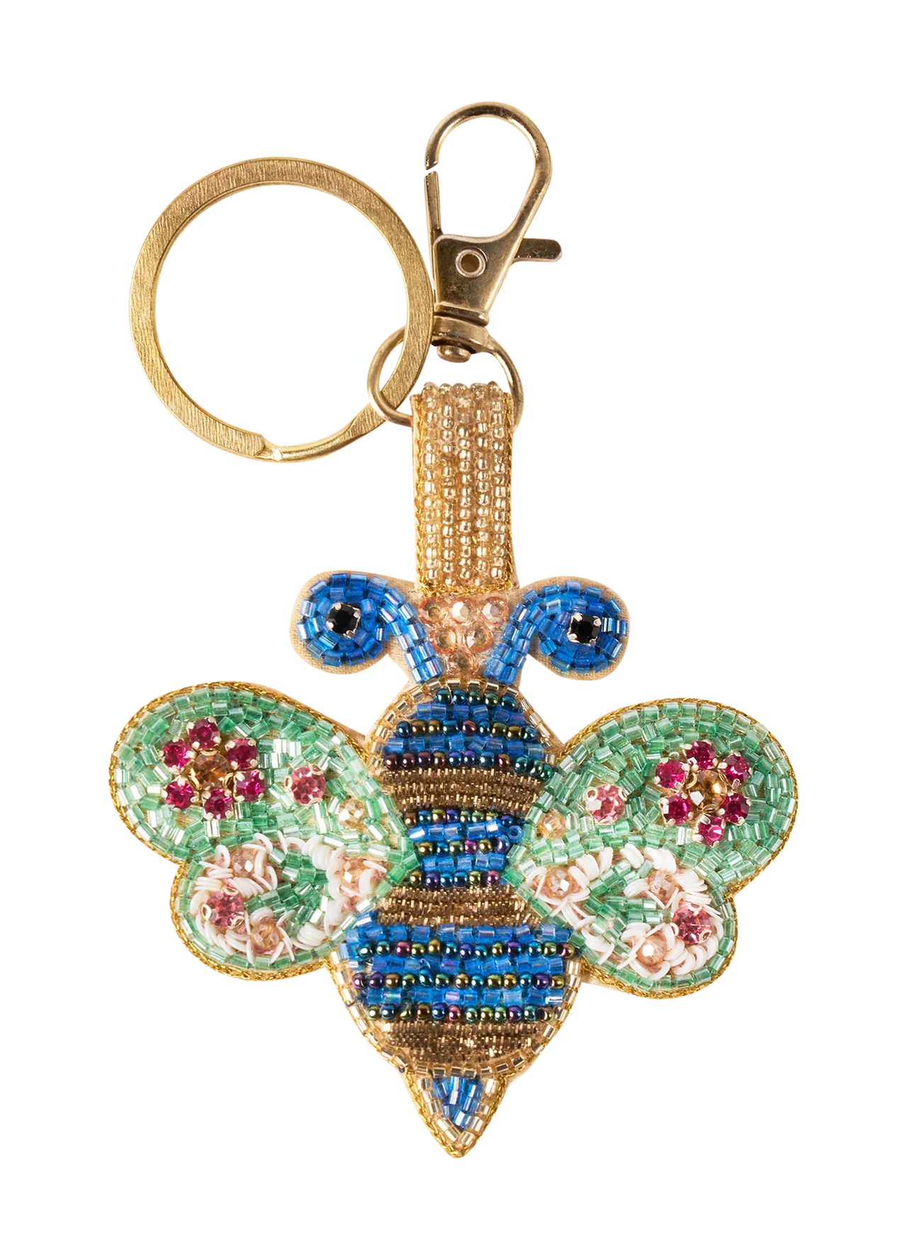 Powder Blinged Bee Beaded Keyring