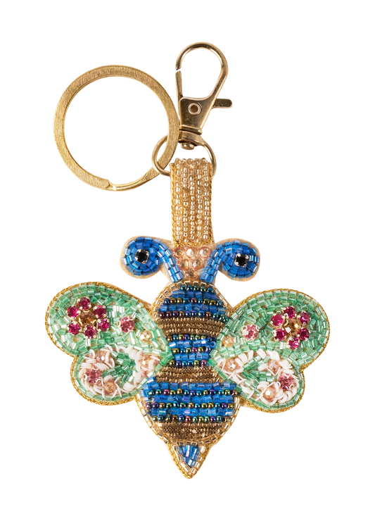 Powder Blinged Bee Beaded Keyring