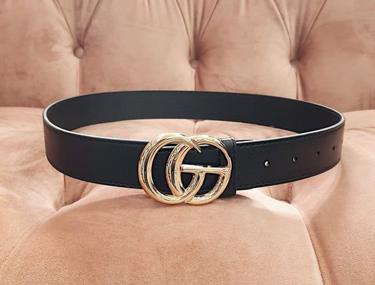 Black GG Belt Gold Buckle - Daisy Mae Boutique