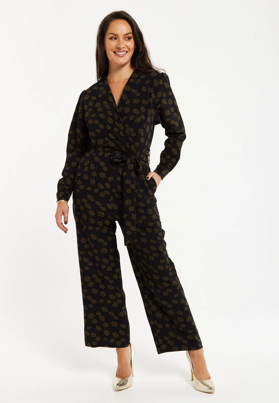 Liquorish Floral Jumpsuit in Black