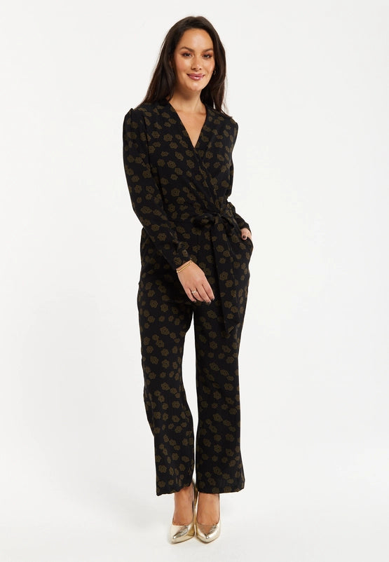 Liquorish Floral Jumpsuit in Black