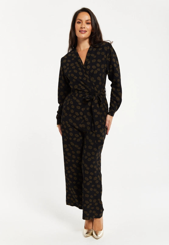 Liquorish Floral Jumpsuit in Black