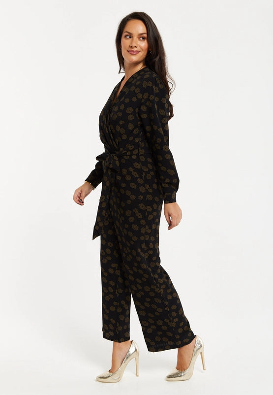 Liquorish Floral Jumpsuit in Black