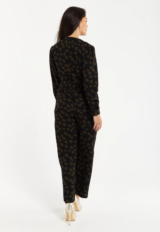 Liquorish Floral Jumpsuit in Black