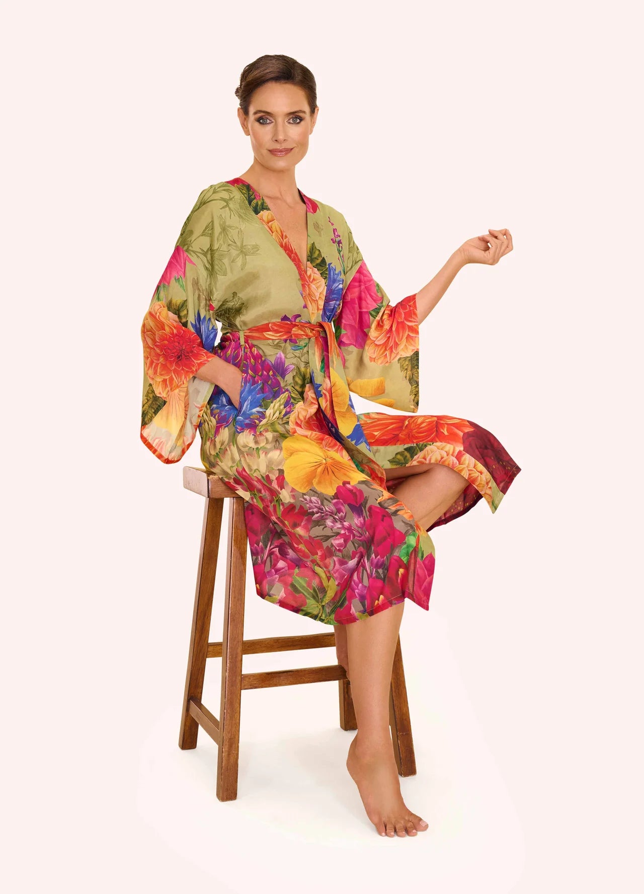 Powder Bountiful Blooms Kimono Gown