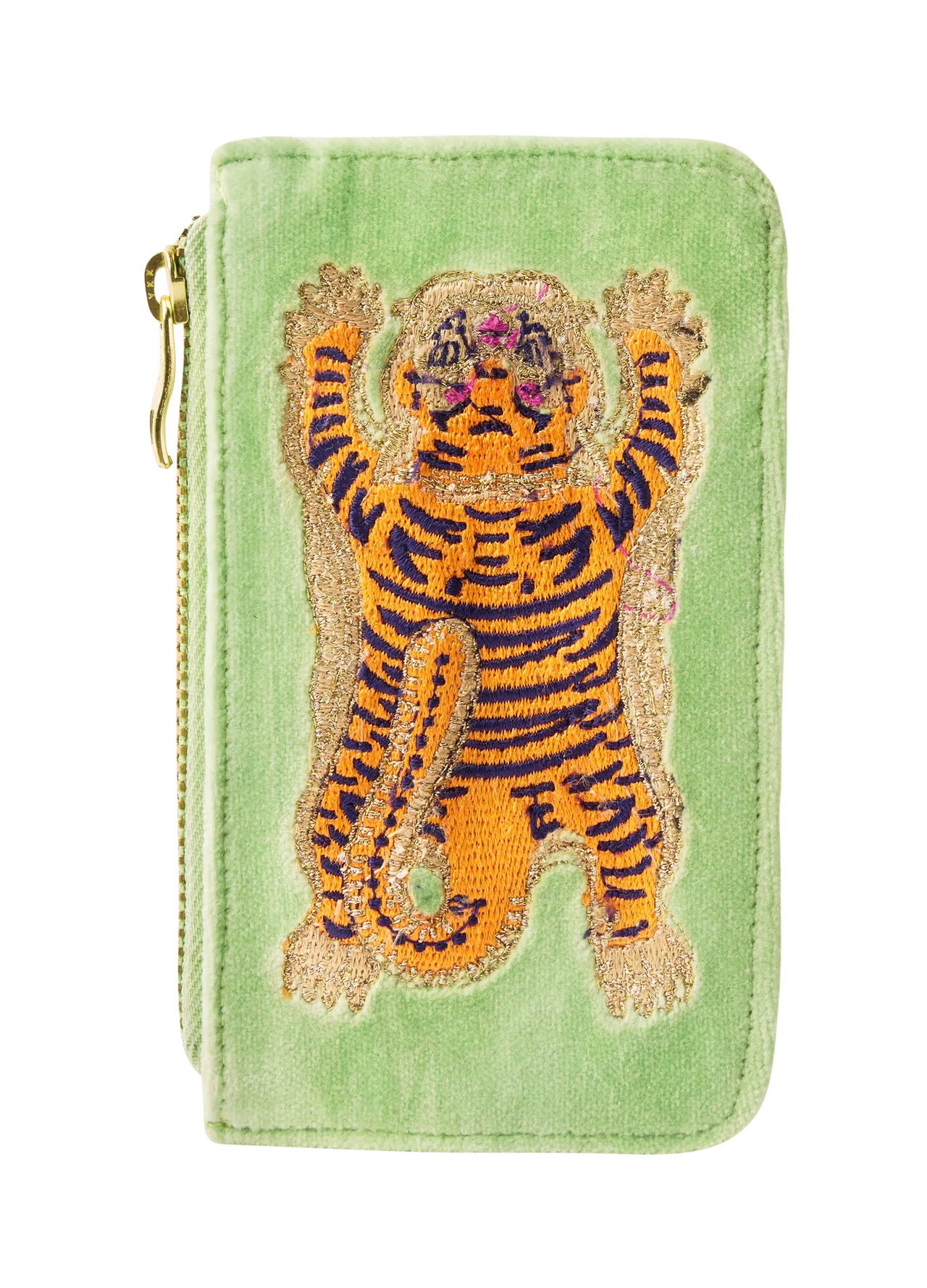 Powder Ikat Tiger Mint Velvet Card Holder