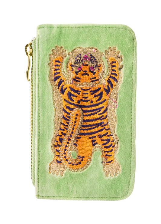 Powder Ikat Tiger Mint Velvet Card Holder