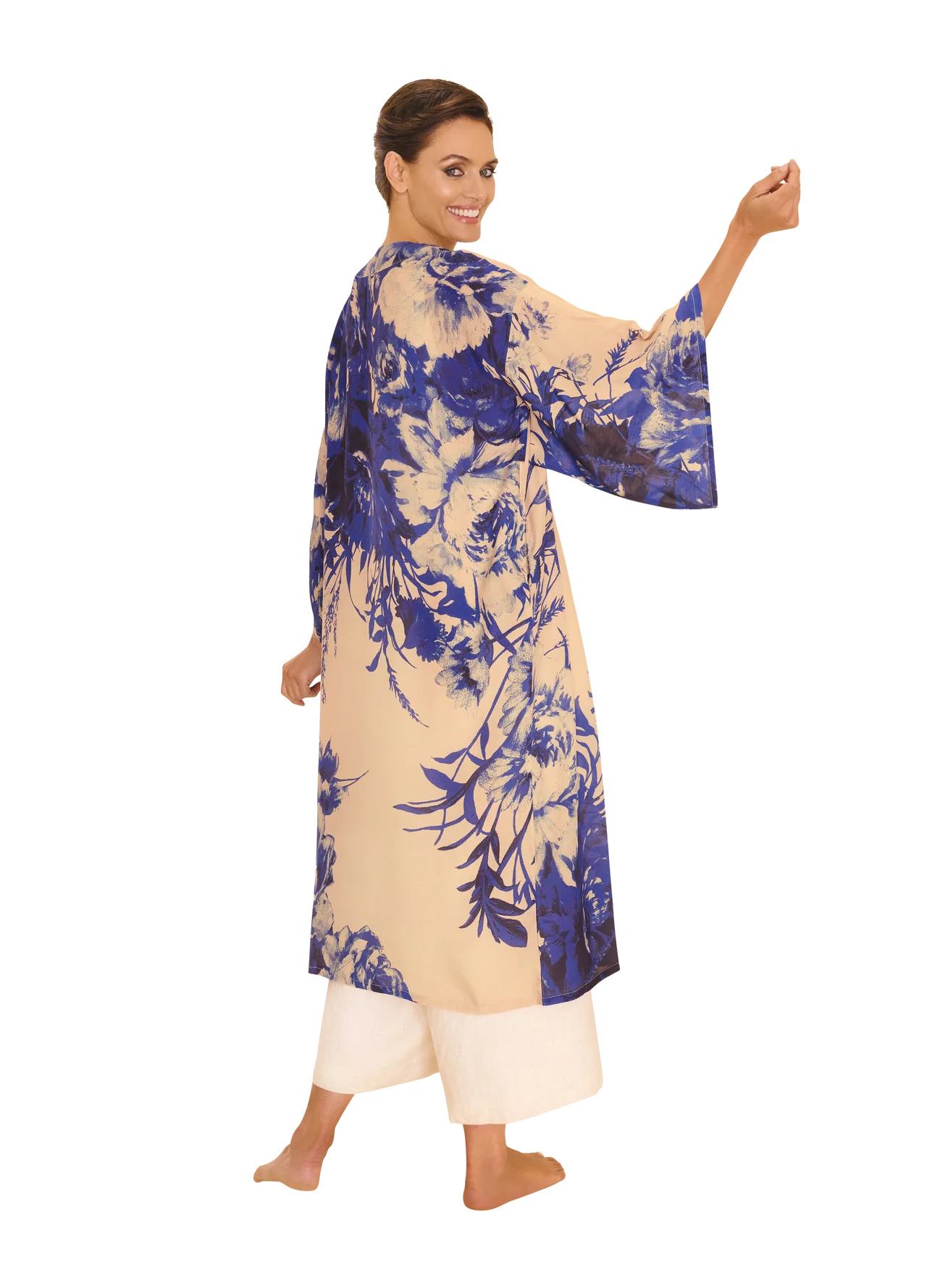 Powder China Blue Blooms Kimono Gown