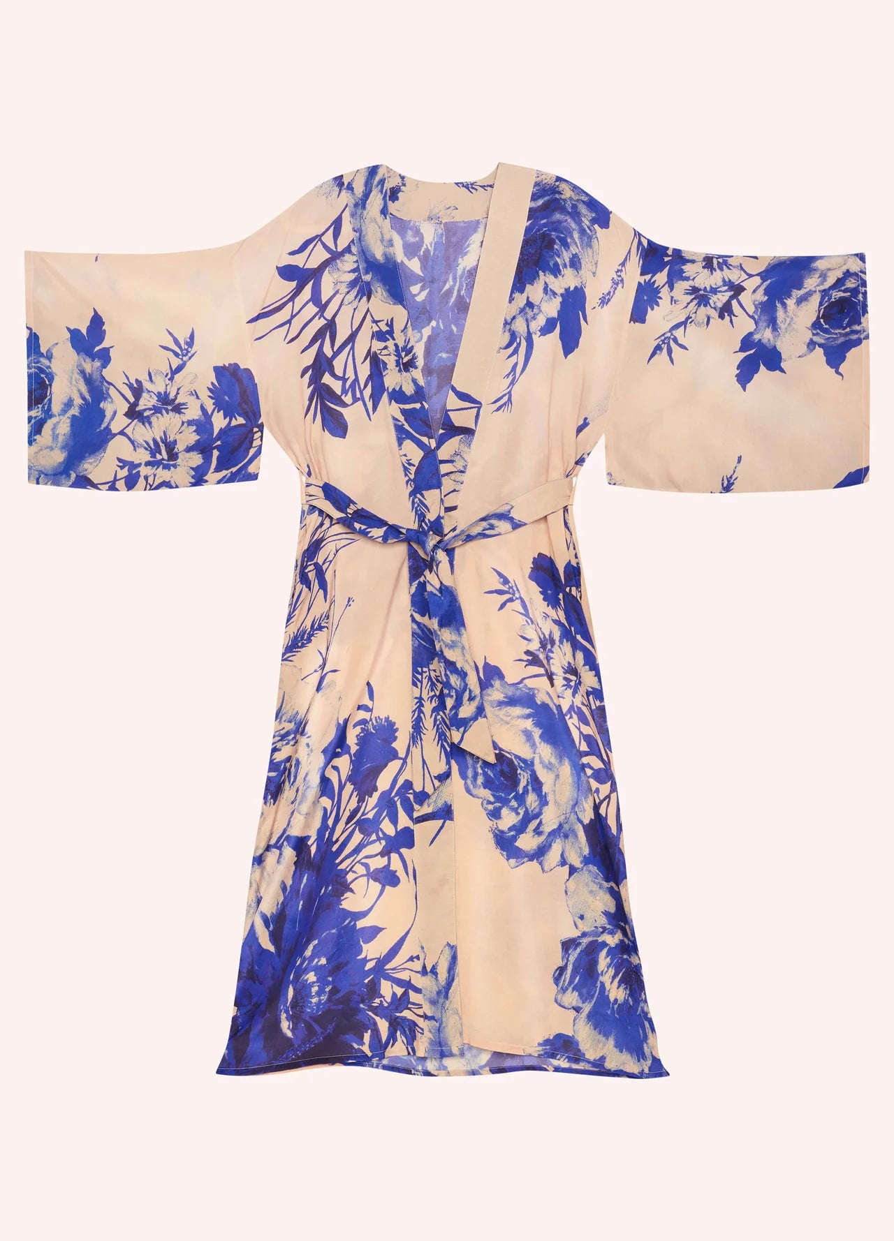 Powder China Blue Blooms Kimono Gown