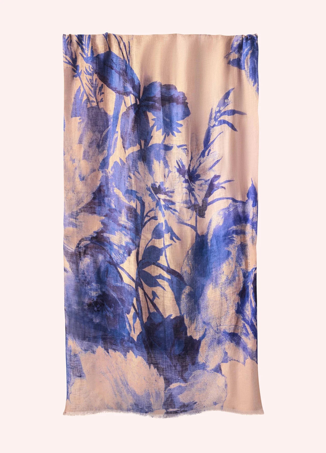 Powder China Blue Blooms Linen Scarf