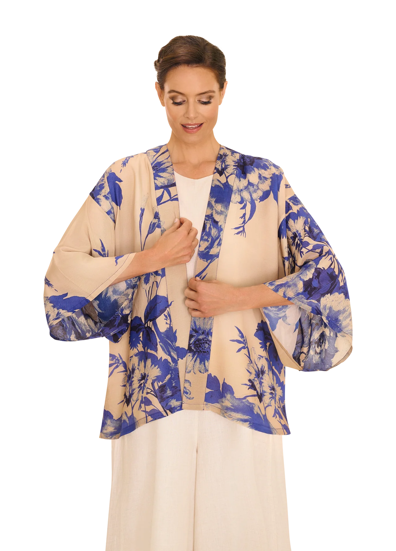 Powder China Blue Blooms Kimono Jacket