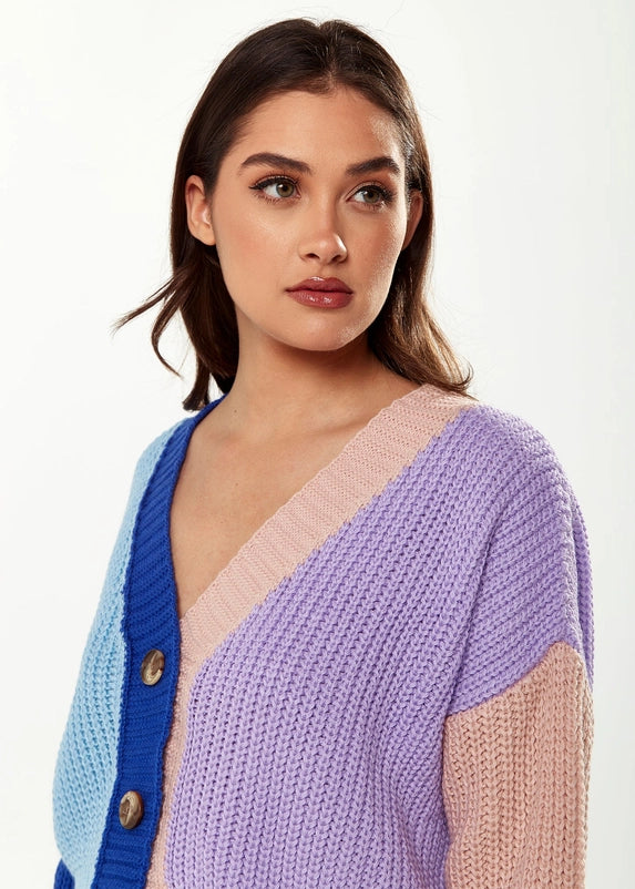 Liquorish Ribbed Contrast Cardigan