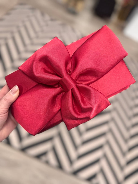 DMB Red Satin Bow Clutch - Daisy Mae Boutique