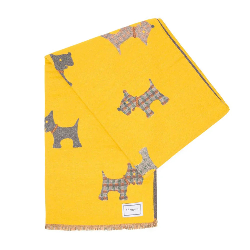 Elie Beaumont Winter Scarf - Mustard Dogs - Daisy Mae Boutique