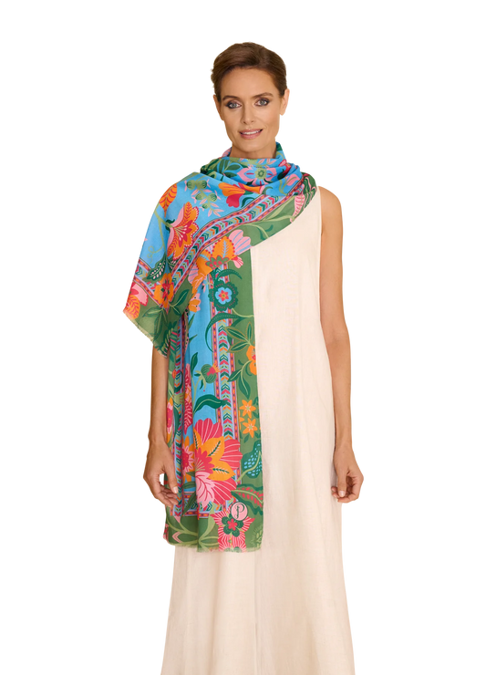 Powder Folky Floral Cotton Scarf