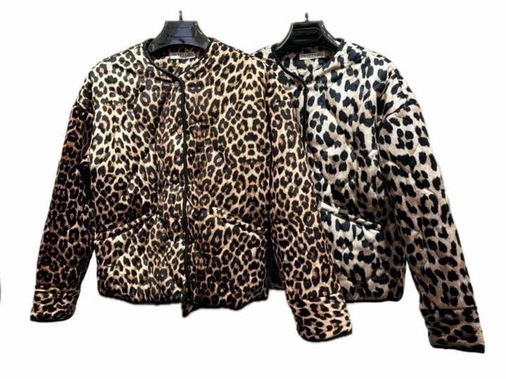 KM Brown Quilted Woven Leopard Print Jacket - Daisy Mae Boutique