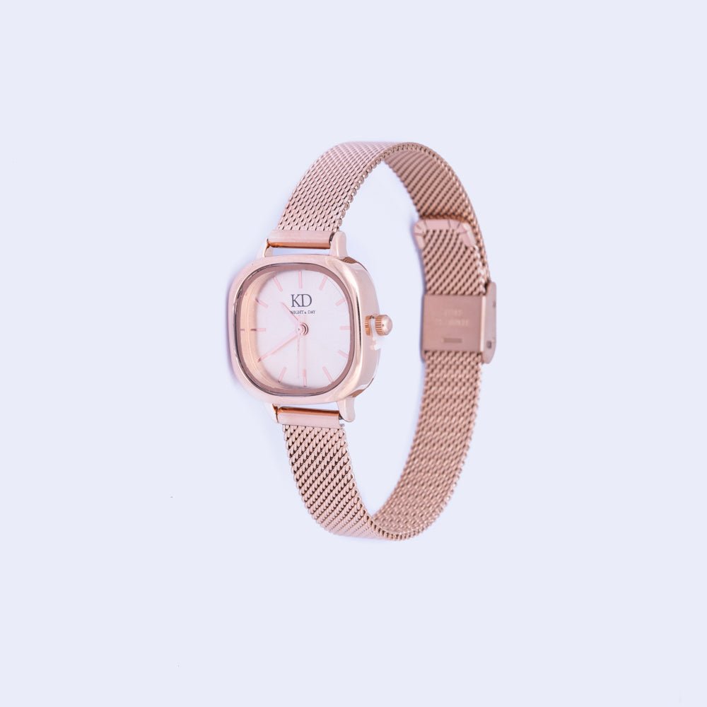 Knight and Day Rose Gold Mesh Band Watch Q458WLA - Daisy Mae Boutique