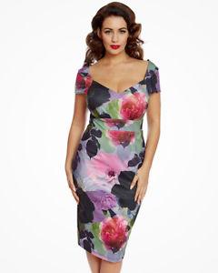 LB Black Rose Print Pencil Dress - Daisy Mae Boutique