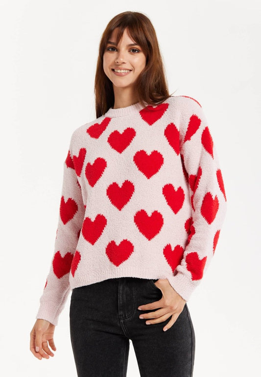 Liquorish Red Heart Teddy Bear Jumper - Daisy Mae Boutique